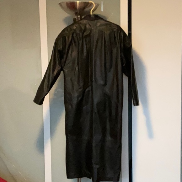 ADA Black Long Length Genuine Leather Coat - Vintage - Picture 6 of 6